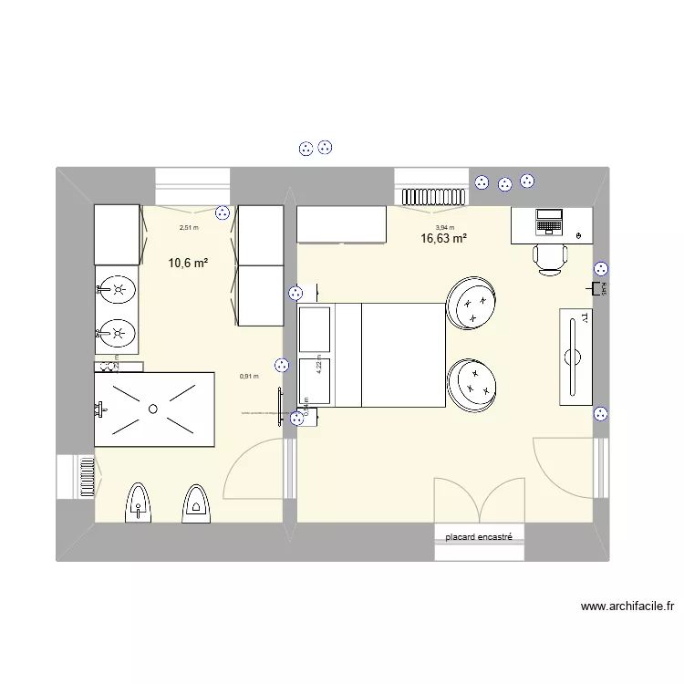 Chambre d'ami 1er &eacute;tage 1&egrave;re. Plan de 