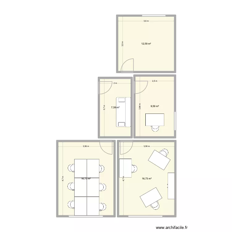 BUREAU CONDAMINE. Plan de 5  et 63 m²