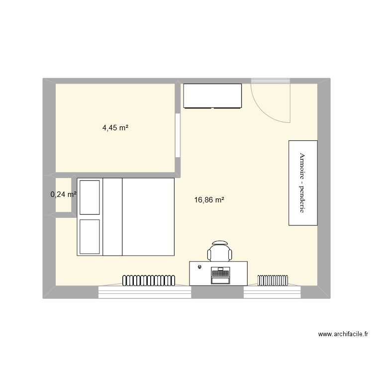 kot Léo 2. Plan de 3 pièces et 22 m2