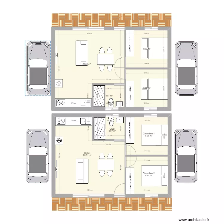 Maison 50m2. Plan de 