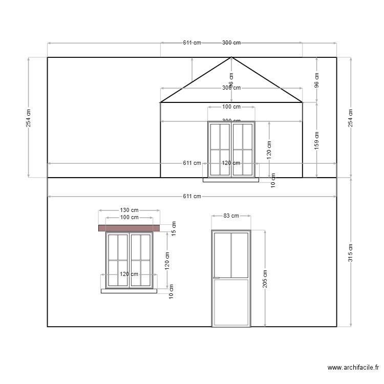 dependance facade 2 blanc. Plan de 0 pièce et 0 m2