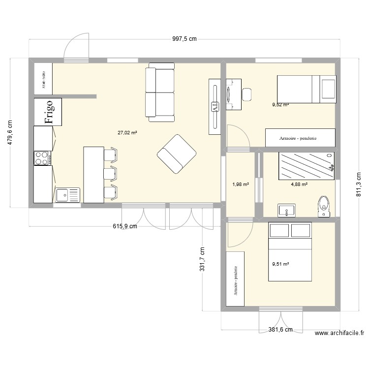 maison 50m. Plan de 0 pièce et 0 m2