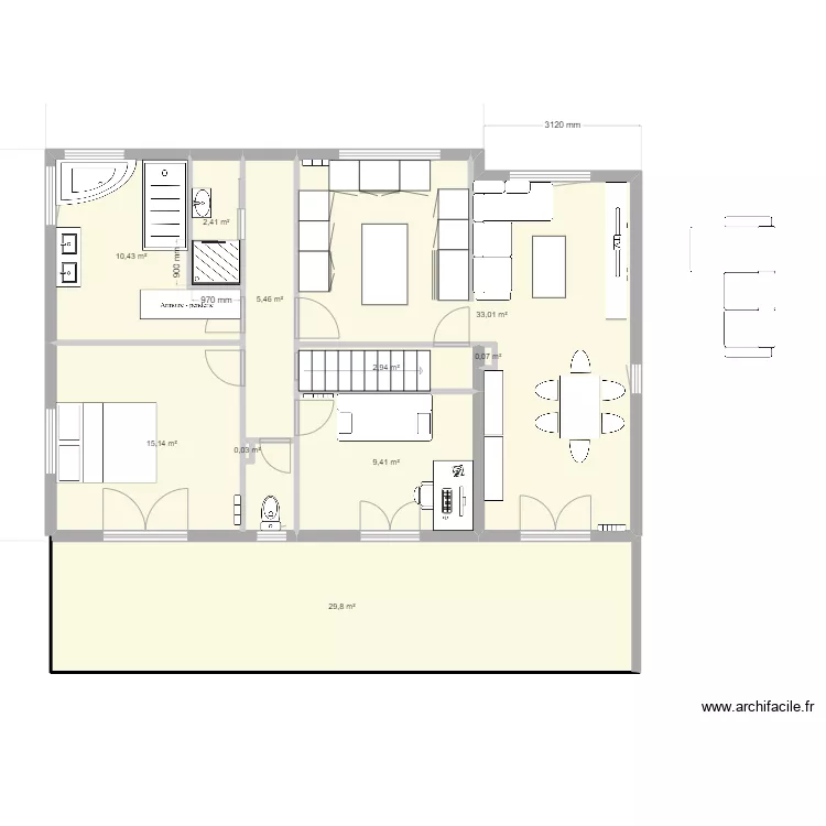 rdc mod cuisine acces salle. Plan de 