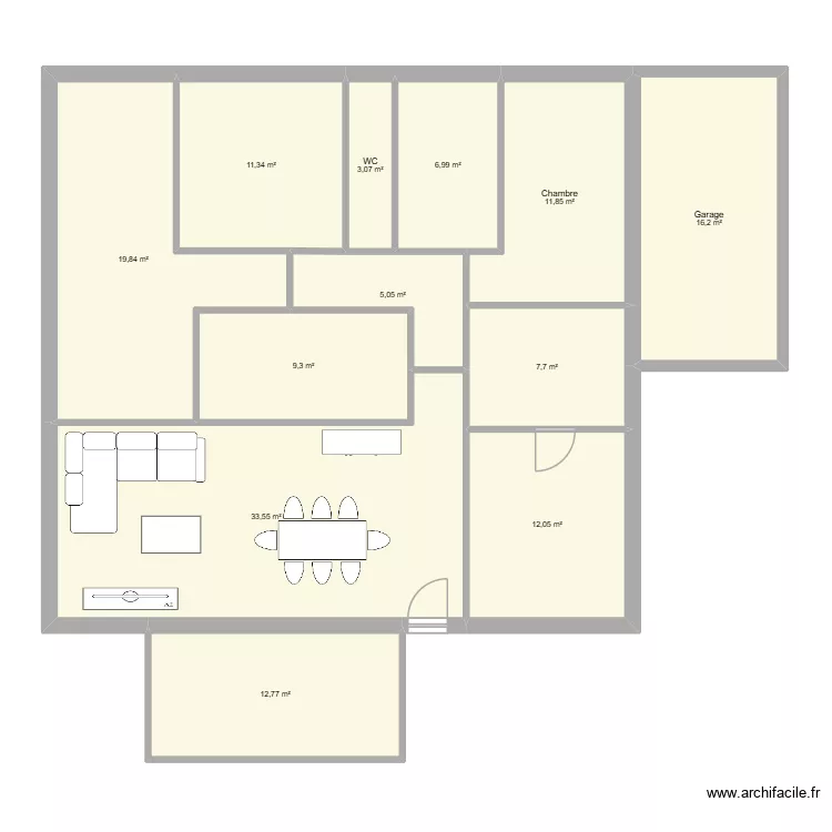 Maison carr&eacute; V2. Plan de 10  et 131 m²