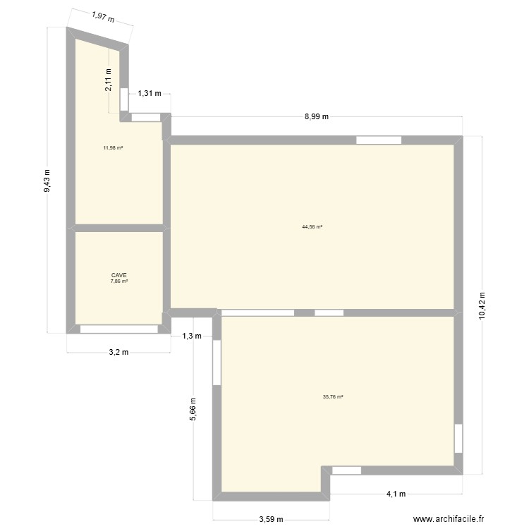 CUTTEL. Plan de 4 pièces et 100 m2