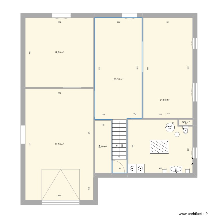 Maison Pfaffenheim aménagement sous-sol. Plan de 6 pièces et 114 m2