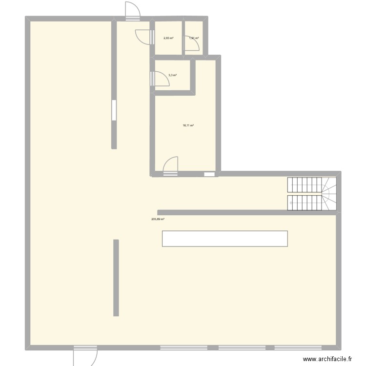 TRAVAIL. Plan de 5 pièces et 230 m2