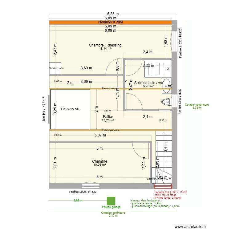 Maison R+1 Jess BIS. Plan de 5  et 48 m²