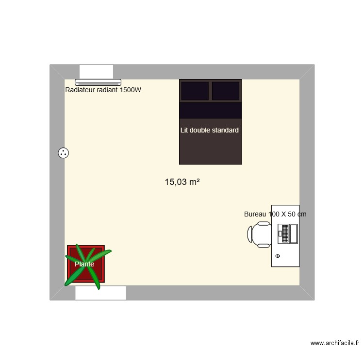 cHAMBRZ jOLAN. Plan de 1 pièce et 15 m2