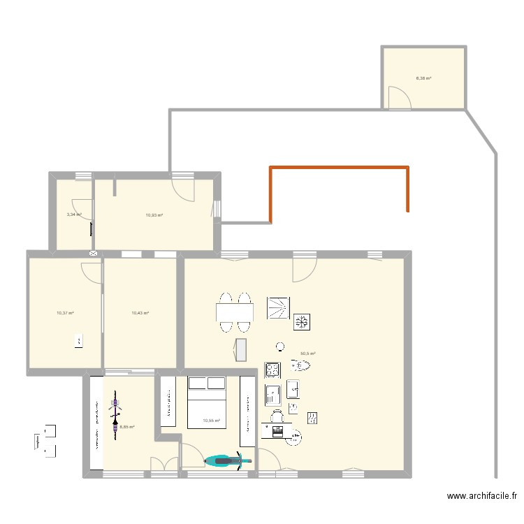 appart 2 chambre seule v2. Plan de 8 pièces et 111 m2