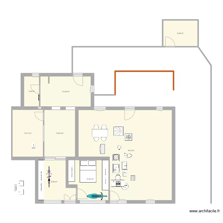 appart 2 chambre seule v2. Plan de 