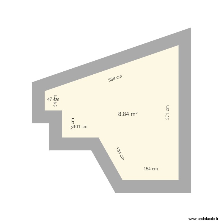 PITTS. Plan de 1 pièce et 9 m2