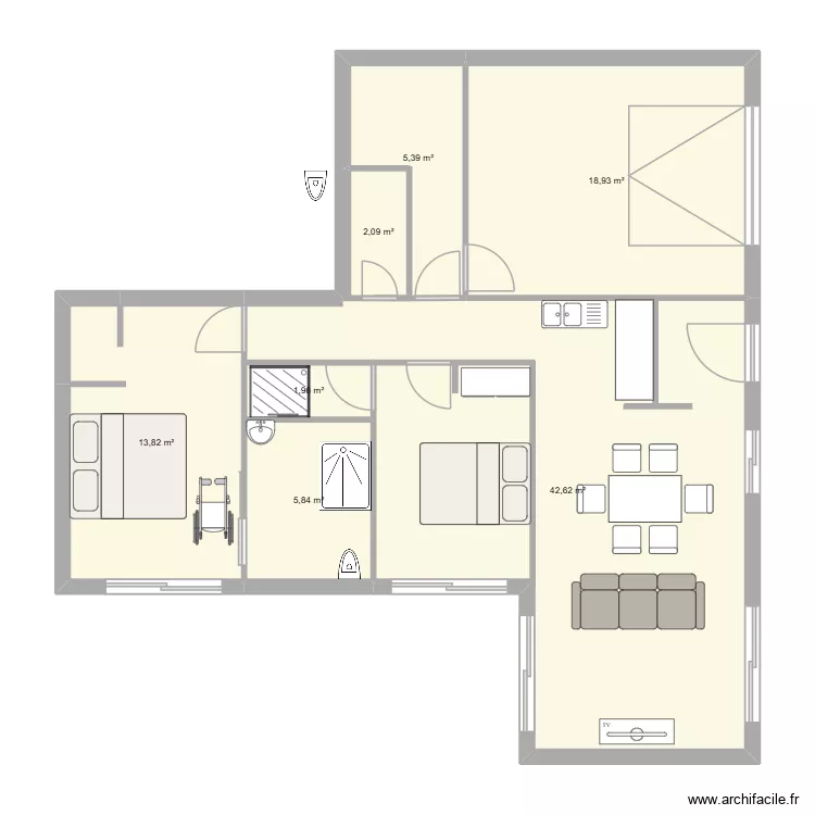 Maison 1. Plan de 7 Pièces et 91 m² Maison 1. Plan de 7 Pièces et 91 m²