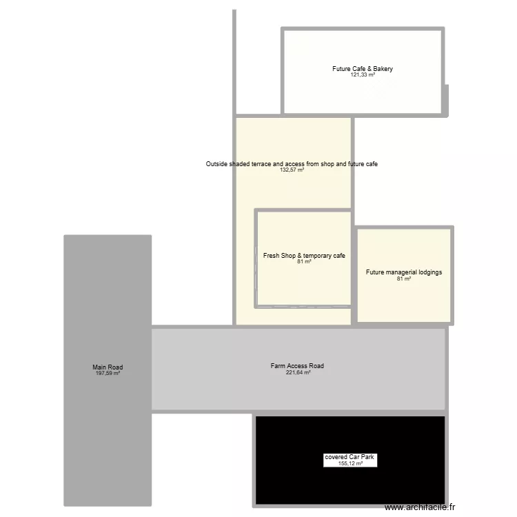 Freshop &cafe area. Plan de 7 Pièces et 990 m²