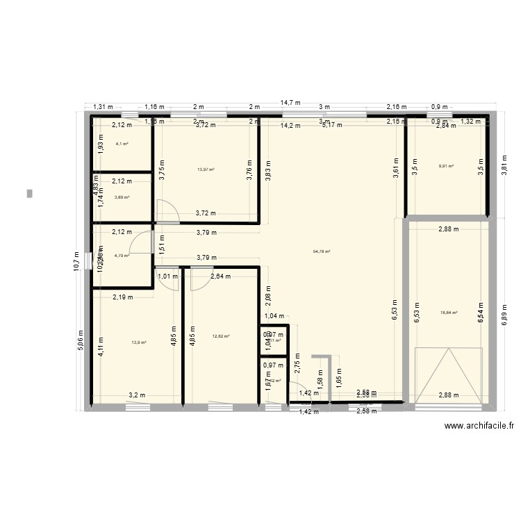 maisonLt V2 test. Plan de 13 pièces et 140 m2