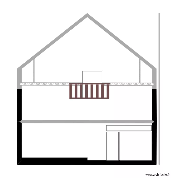 barOC facade ouest. Plan de 3  et 81 m²