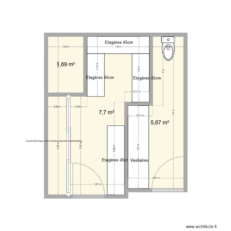 Martin 1. Plan de 4 pièces et 17 m2