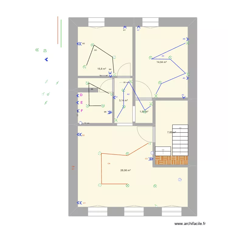 appart etage 1 &eacute;lectricit&eacute; sans meubles. Plan de 