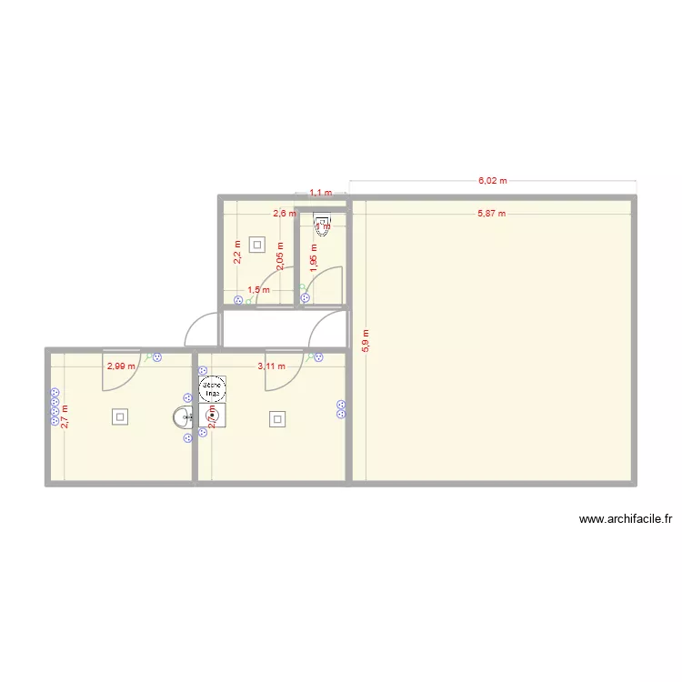 MAISON. Plan de 5 Pièces et 57 m² MAISON. Plan de 5 Pièces et 57 m²