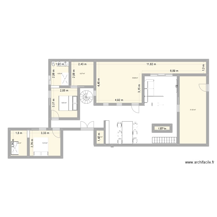 maison saint esprit. Plan de 9 pièces et 88 m2