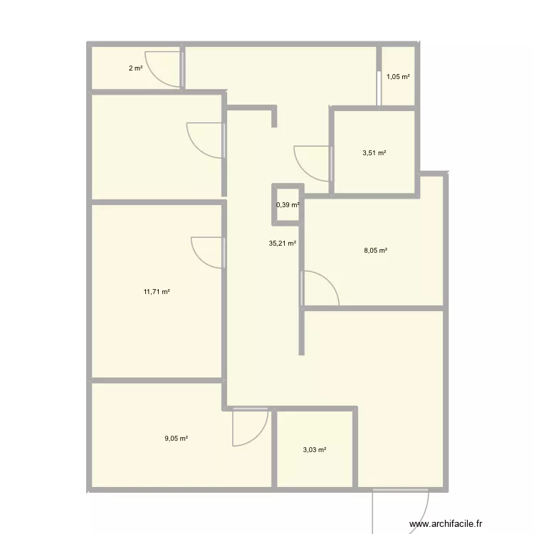 Cabinet. Plan de 9  et 74 m²