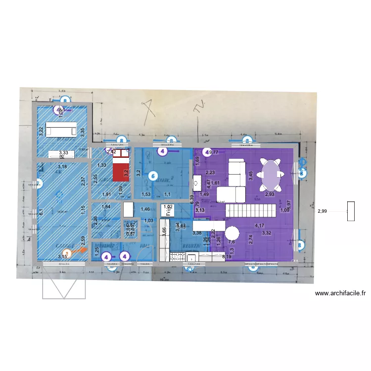De panne Maison V5. Plan de 