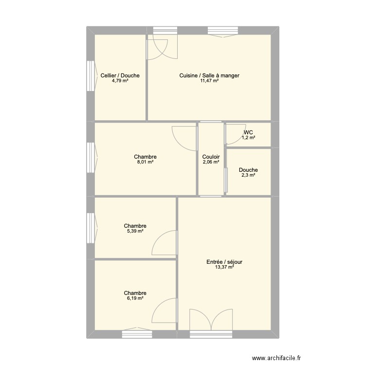 LAMBERT. Plan de 9 pièces et 55 m2