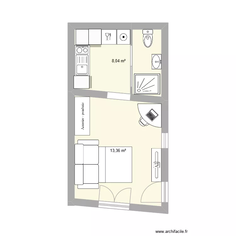 caveauxfolles2. Plan de 2  et 21 m²