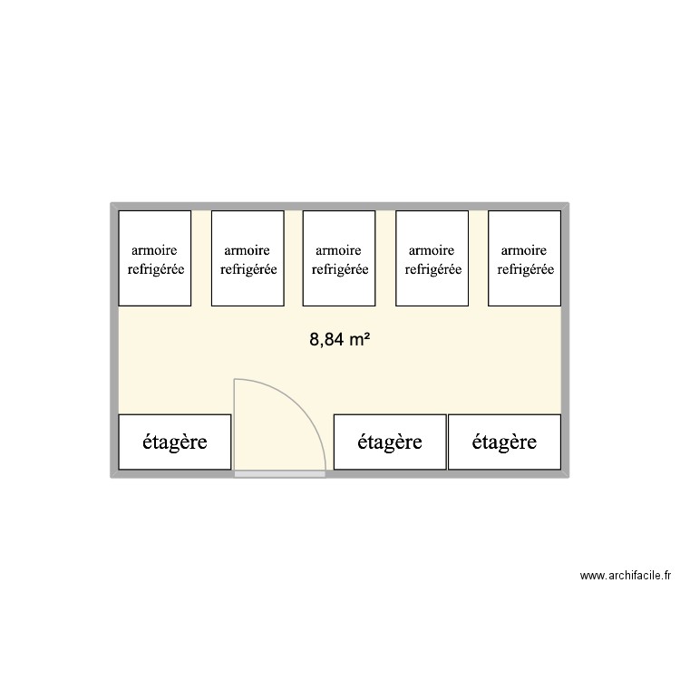 cabanon cuisine. Plan de 1 pièce et 9 m2
