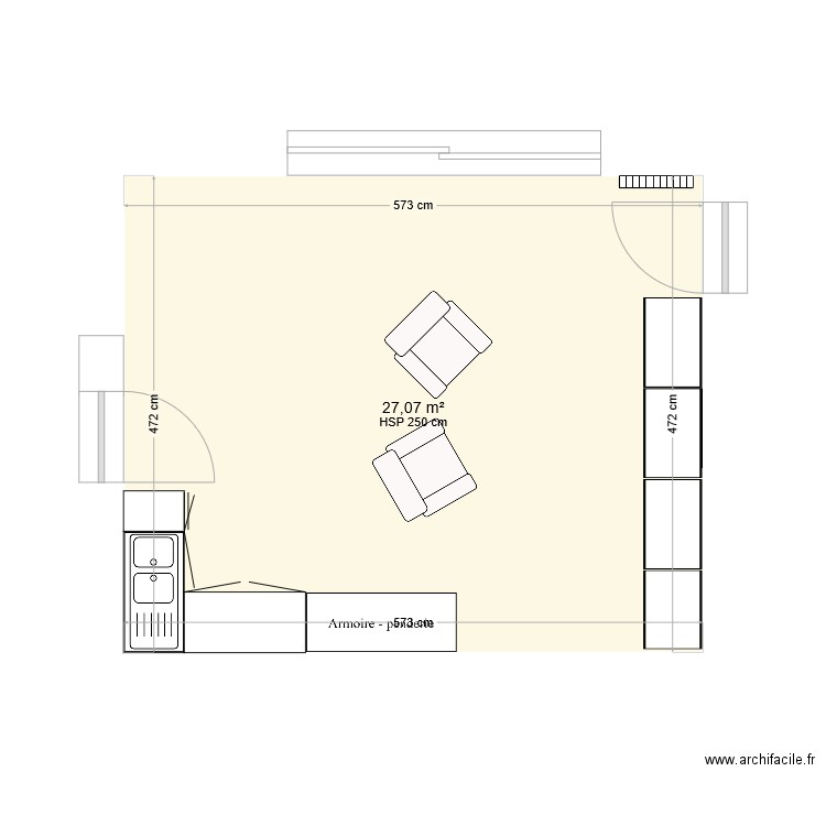 Annexe Ploubleu. Plan de 1 pièce et 27 m2