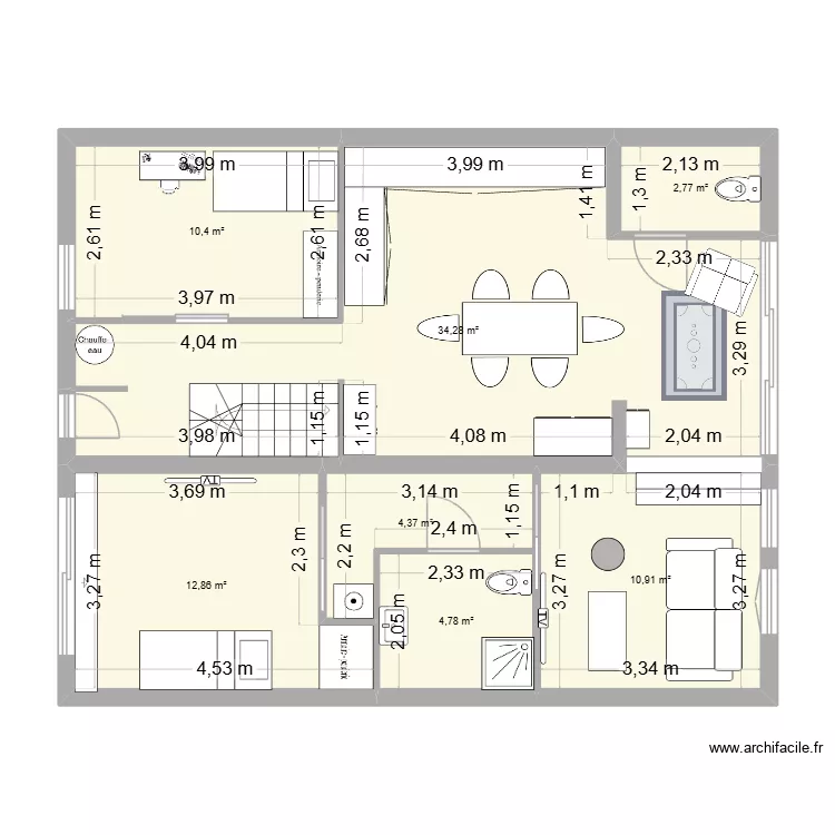 Maison extension. Plan de 7  et 80 m²