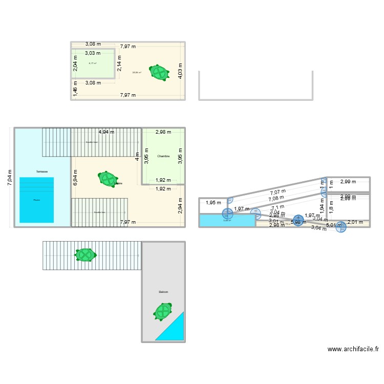 Maison Pupuce. Plan de 16 pièces et 166 m2