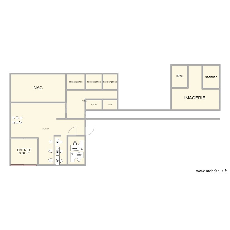 plan chv. Plan de 13 pièces et 90 m2
