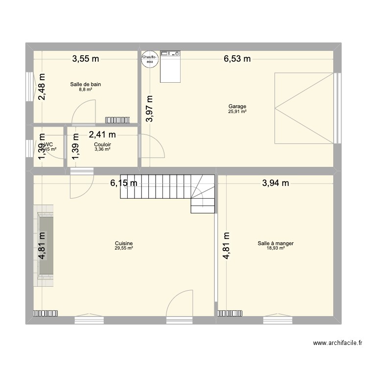 Camille - RDC OK. Plan de 6 pièces et 88 m2