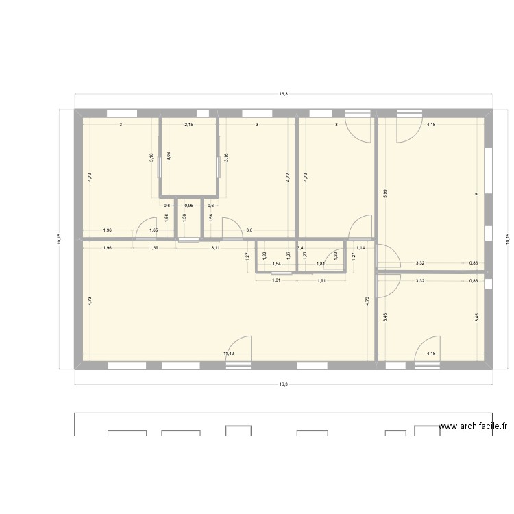 plan cloisons fixes. Plan de 9 pièces et 146 m2
