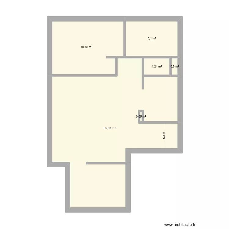 Appart Ey. Plan de 6 Pièces et 53 m²