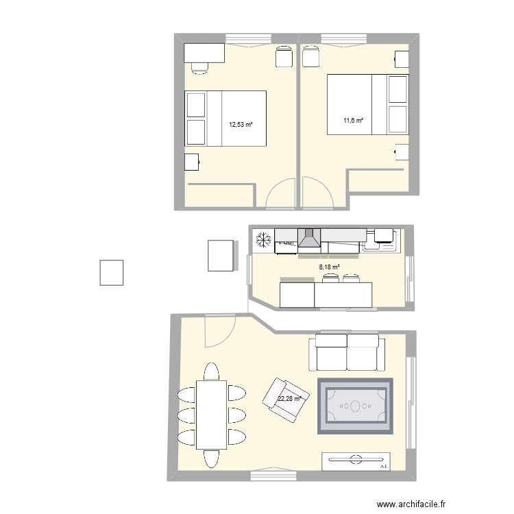 ANGLET 1. Plan de 4 pièces et 55 m2