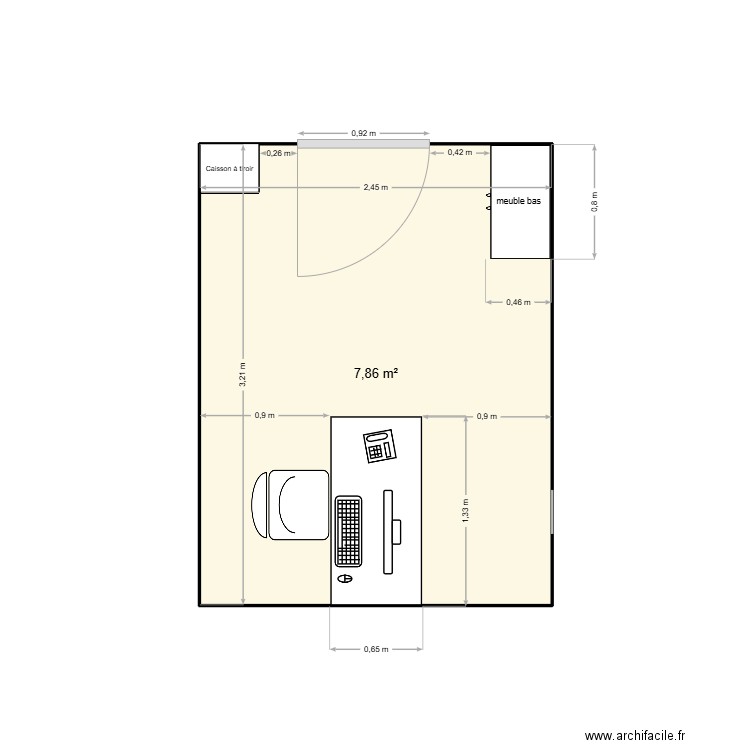 Bureau Fahmi. Plan de 1 pièce et 8 m2