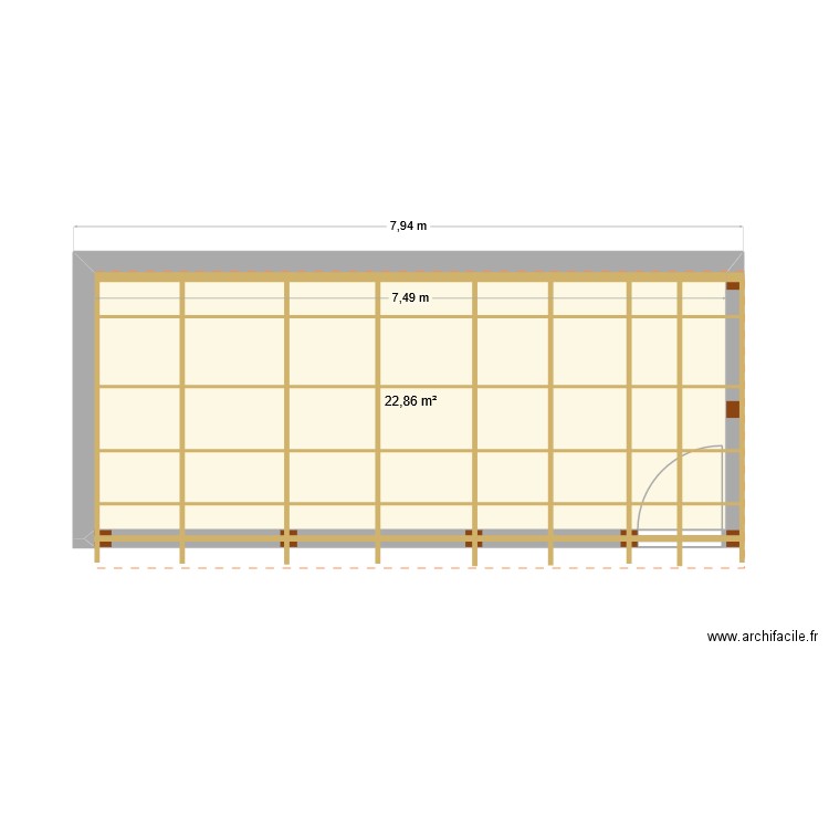 toiture appentis salle des fete. Plan de 1 pièce et 23 m2