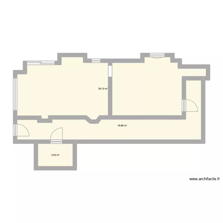 PLAN DE L'EXISTANT P1. Plan de 3 et 63 m² PLAN DE L'EXISTANT P1. Plan de 3 et 63 m²