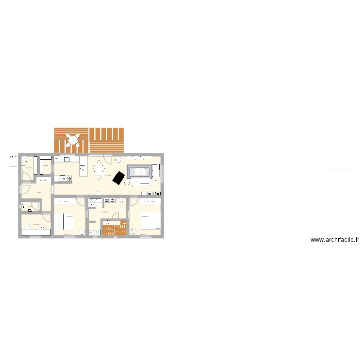 Bungalow 100 m2. Plan de 10 pièces et 100 m2