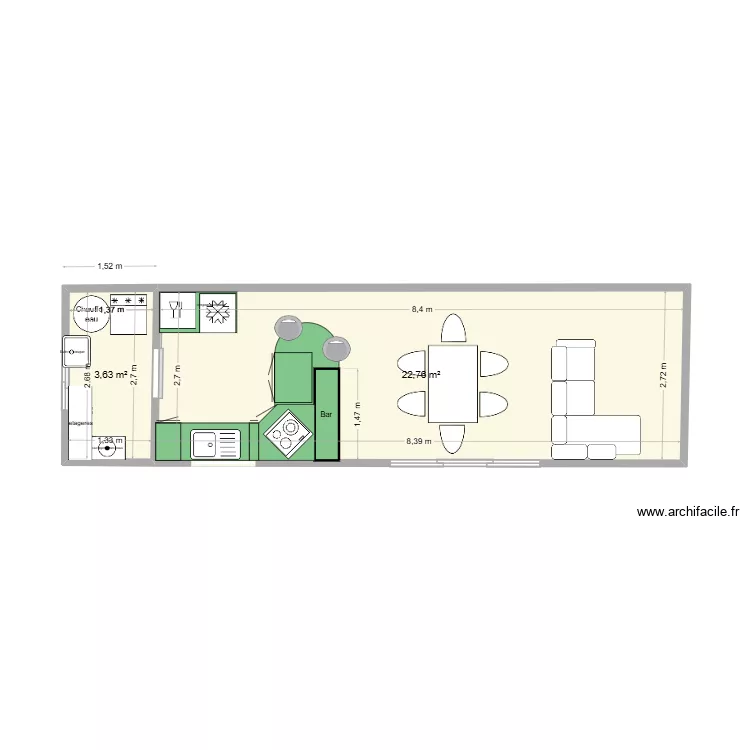 arlette sault de navaille. Plan de 2  et 26 m²