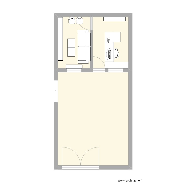 Bureaux. Plan de 3 pièces et 46 m2