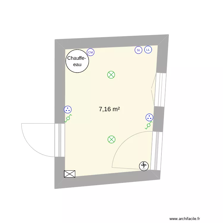 Buanderie. Plan de 