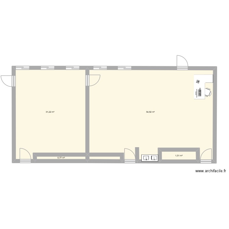 salle art implique. Plan de 4 pièces et 88 m2