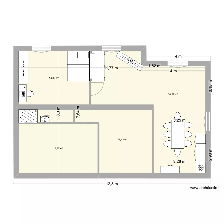 Sous-Sol. Plan de 5  et 82 m²