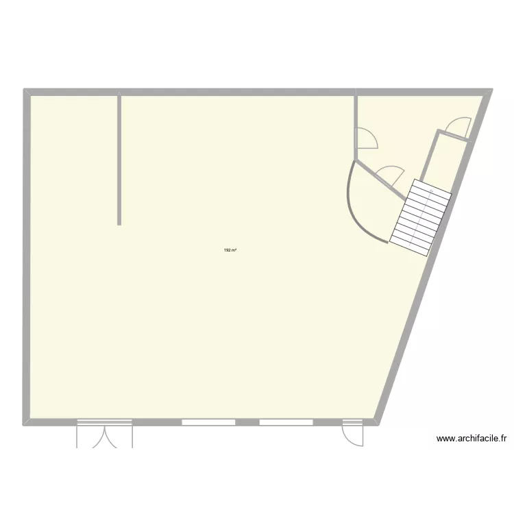mezzanine. Plan de 1  et 192 m²