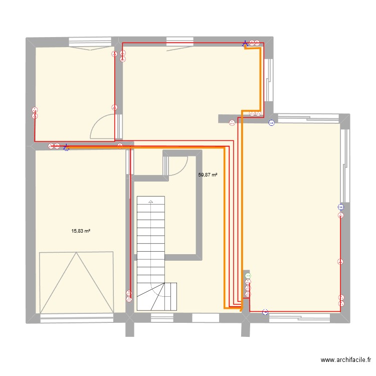 plon 1. Plan de 2 pièces et 76 m2