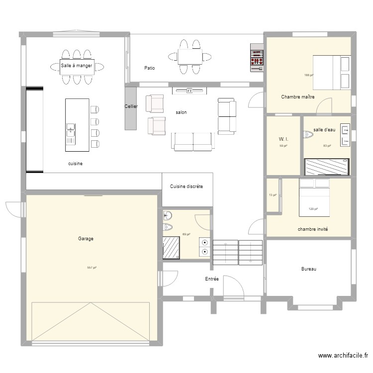 Maison PL2. Plan de 7 pièces et 102 m2