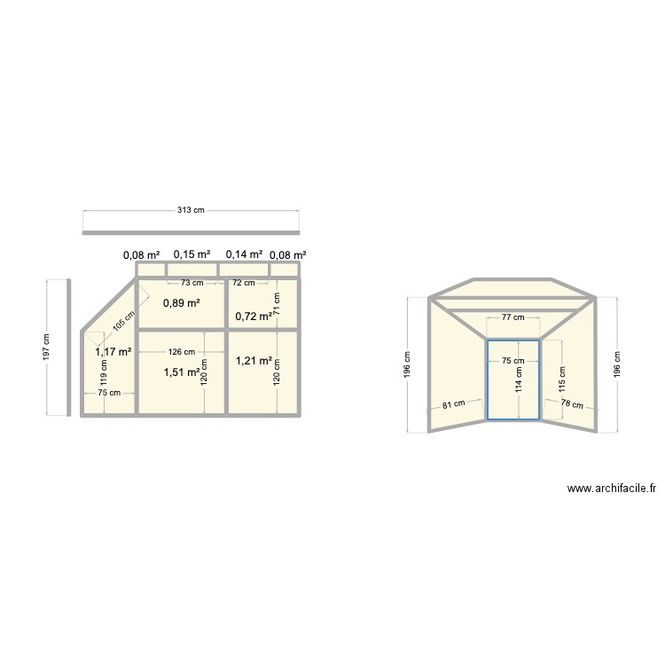 Panel across from Window Trailer. Plan de 15 pièces et 10 m2